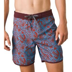 prAna Size 38 Rust Flora Fauna 6” Vintage Swim Boardshort Swimming Trunks Q3-8